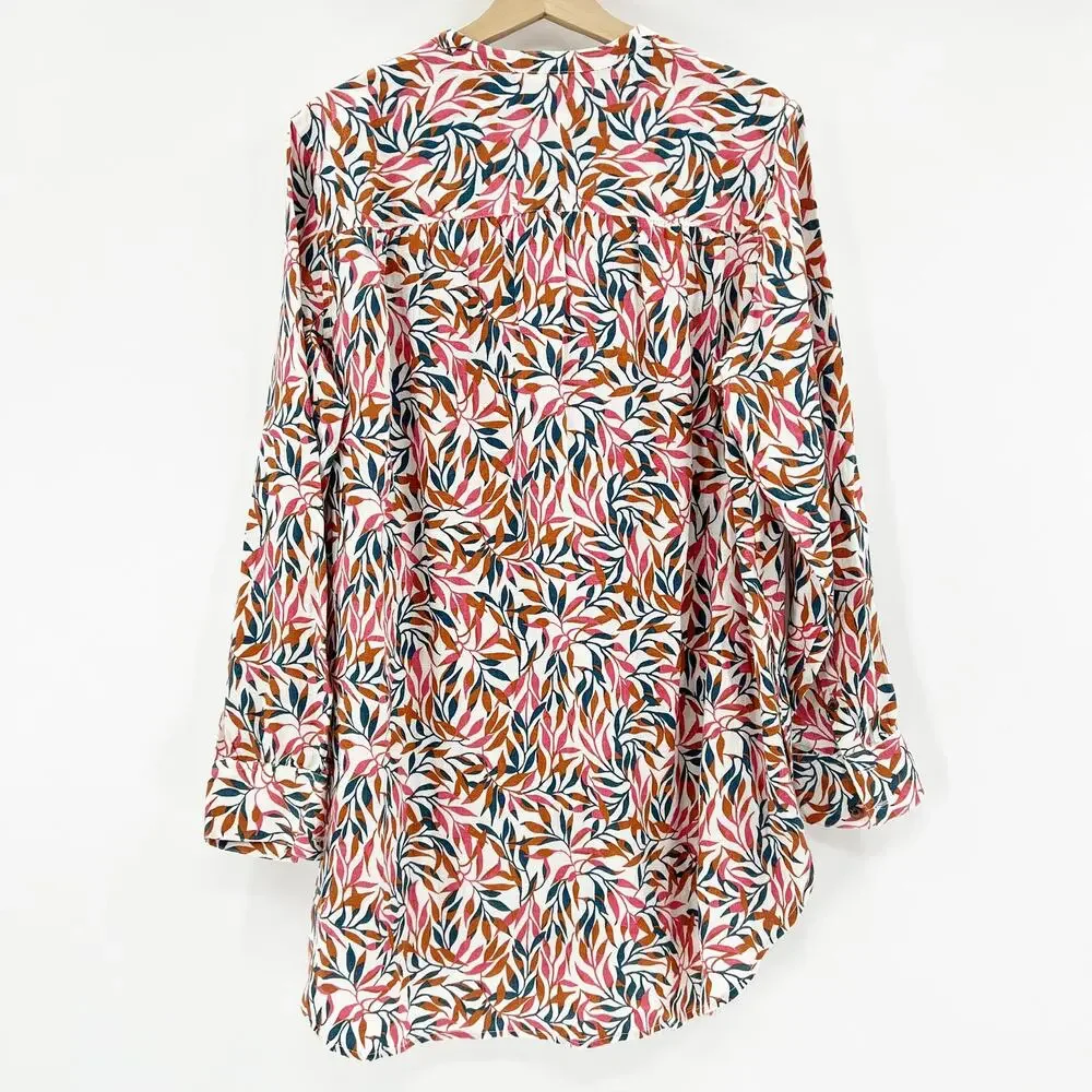 Lands End Linen A-Line Long Sleeve Tunic Top‎ Floral - Picture 7 of 7